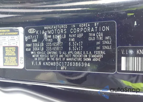 2018 Kia Sedona Lx z USA, uszkodzony, nr VIN KNDMB5C17J6386394